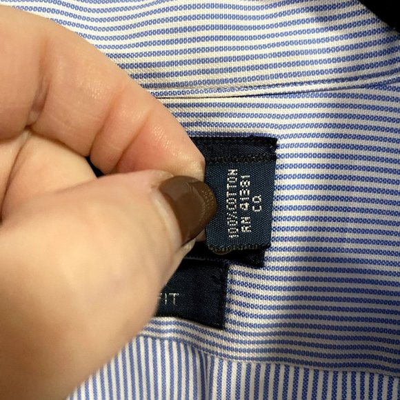 Polo by Ralph Lauren Long Sleeve Shirt Andrew Classic Fit Blue White Stripe 16.5 - Picture 3 of 9